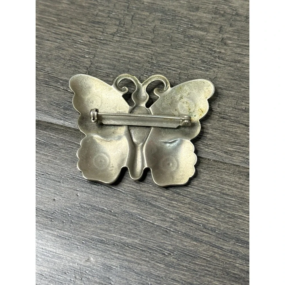 Native American Style Turquoise Butterfly Hearts Brooch Unmarked Vintage